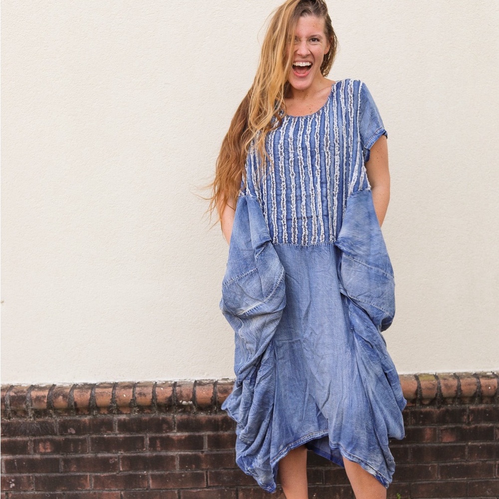 Gathered Together Denim Dress